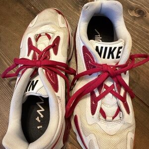 Custom Nike White and Red Sneakers